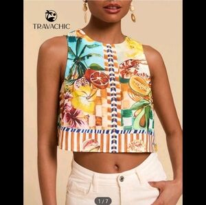 Travachic Tropical Print Crop Top